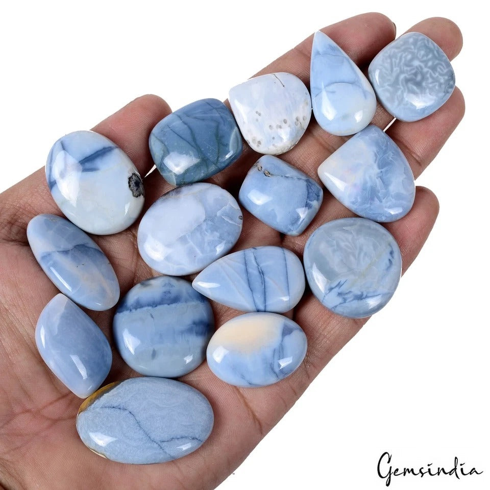 15 Pcs Natural Blue Opal Mix Cabochon Loose Untreated 22-37mm Gemstones~500 Cts