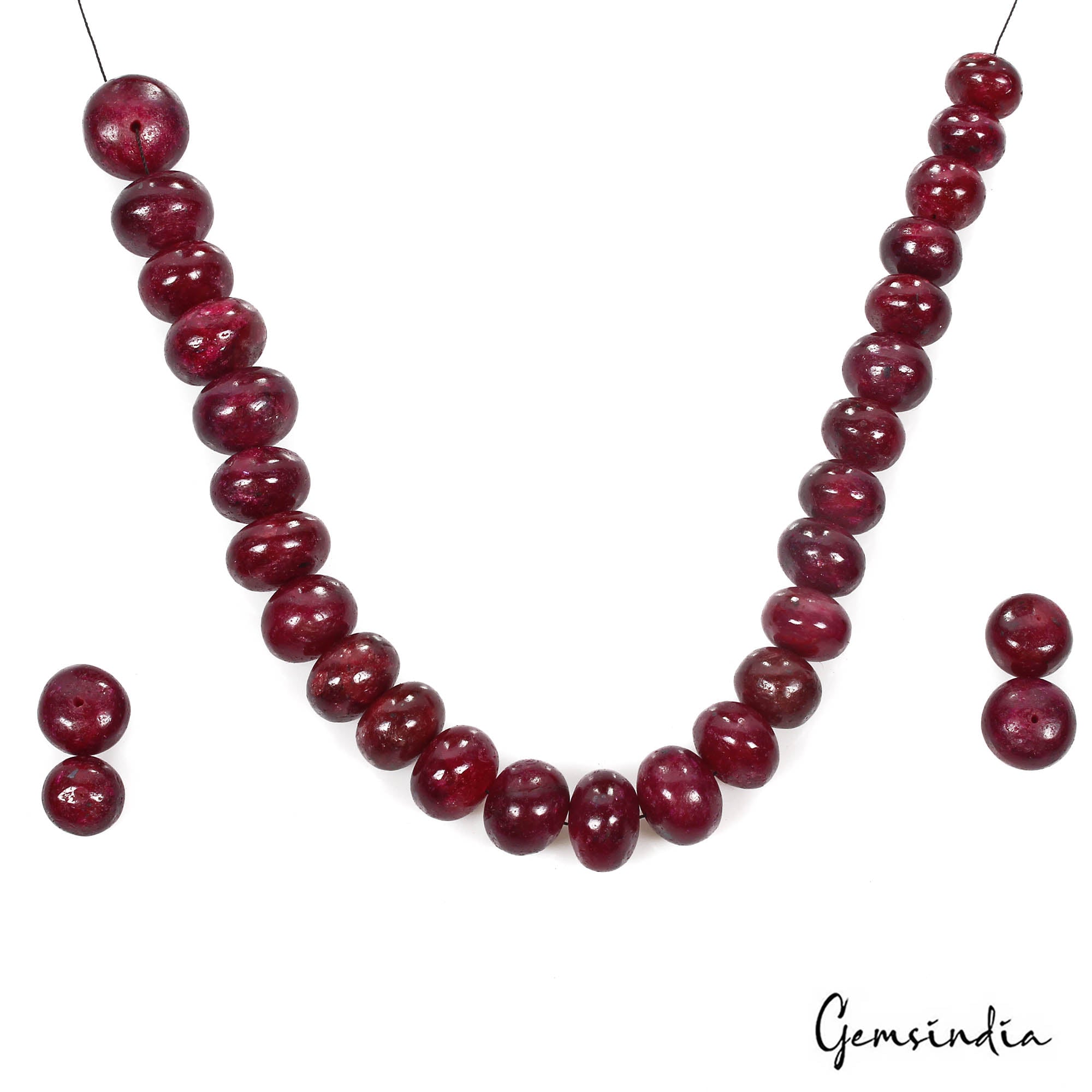 Certified 700 Ct/30 Pcs Natural Nice Red Ruby Round Cab Drilled Bead For Jewelry