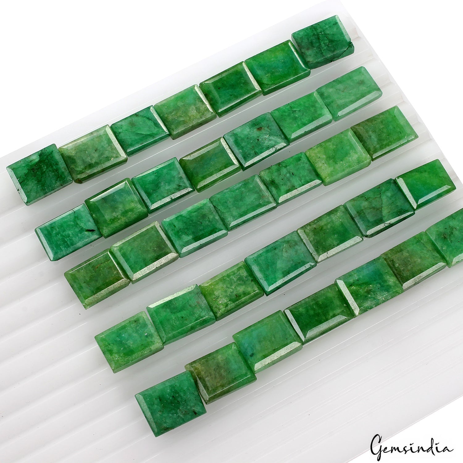 510 Ct Natural Green Brazilian Emerald Rectangular Cut Faceted Loose Gemstone