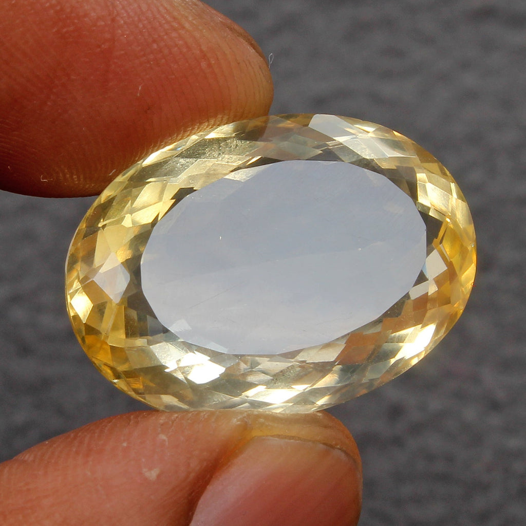 AAA+ Large Yellow Citrine 25.50 Cts. Oval Cut Loose Certified Gemstone, Brazil