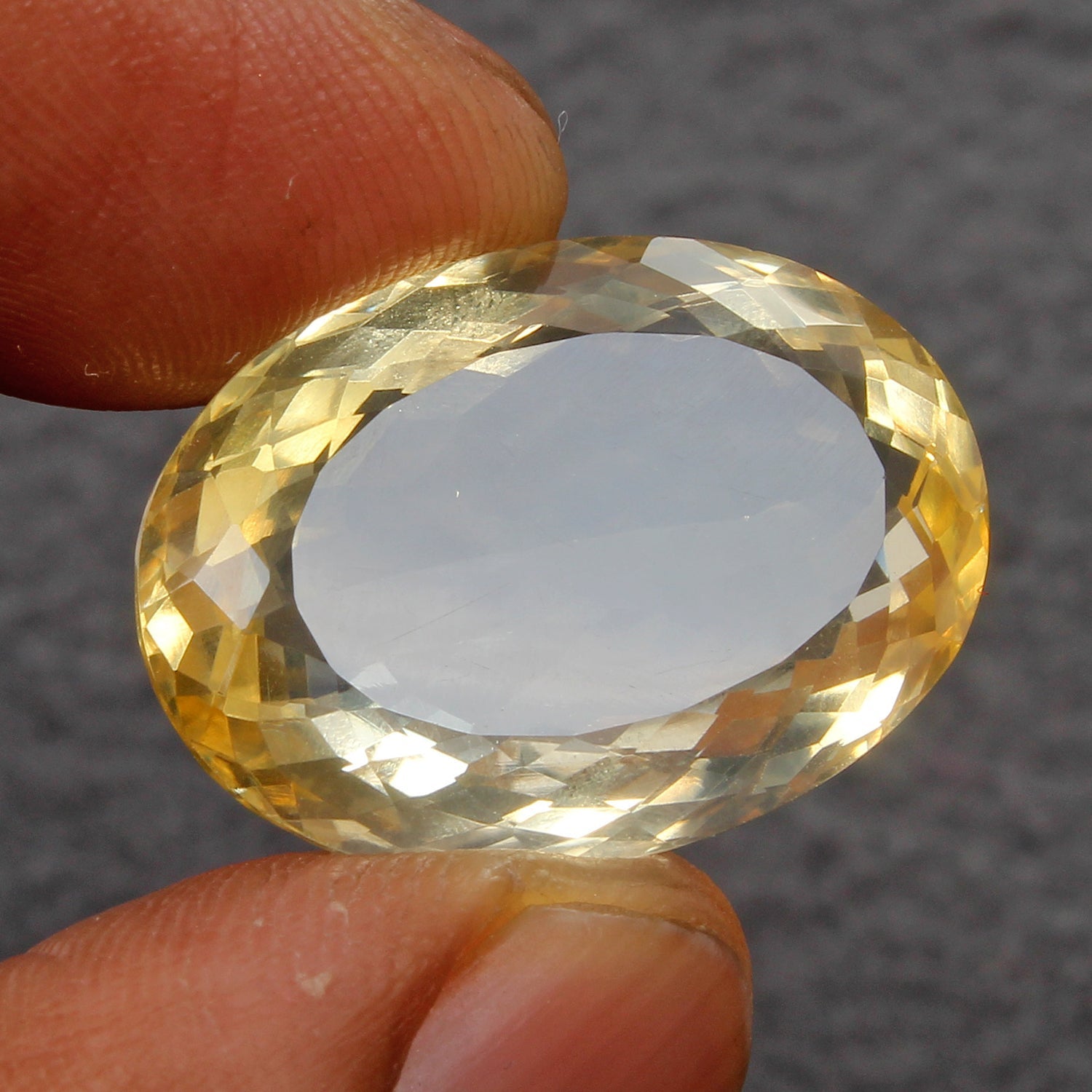 AAA+ Large Yellow Citrine 25.50 Cts. Oval Cut Loose Certified Gemstone, Brazil