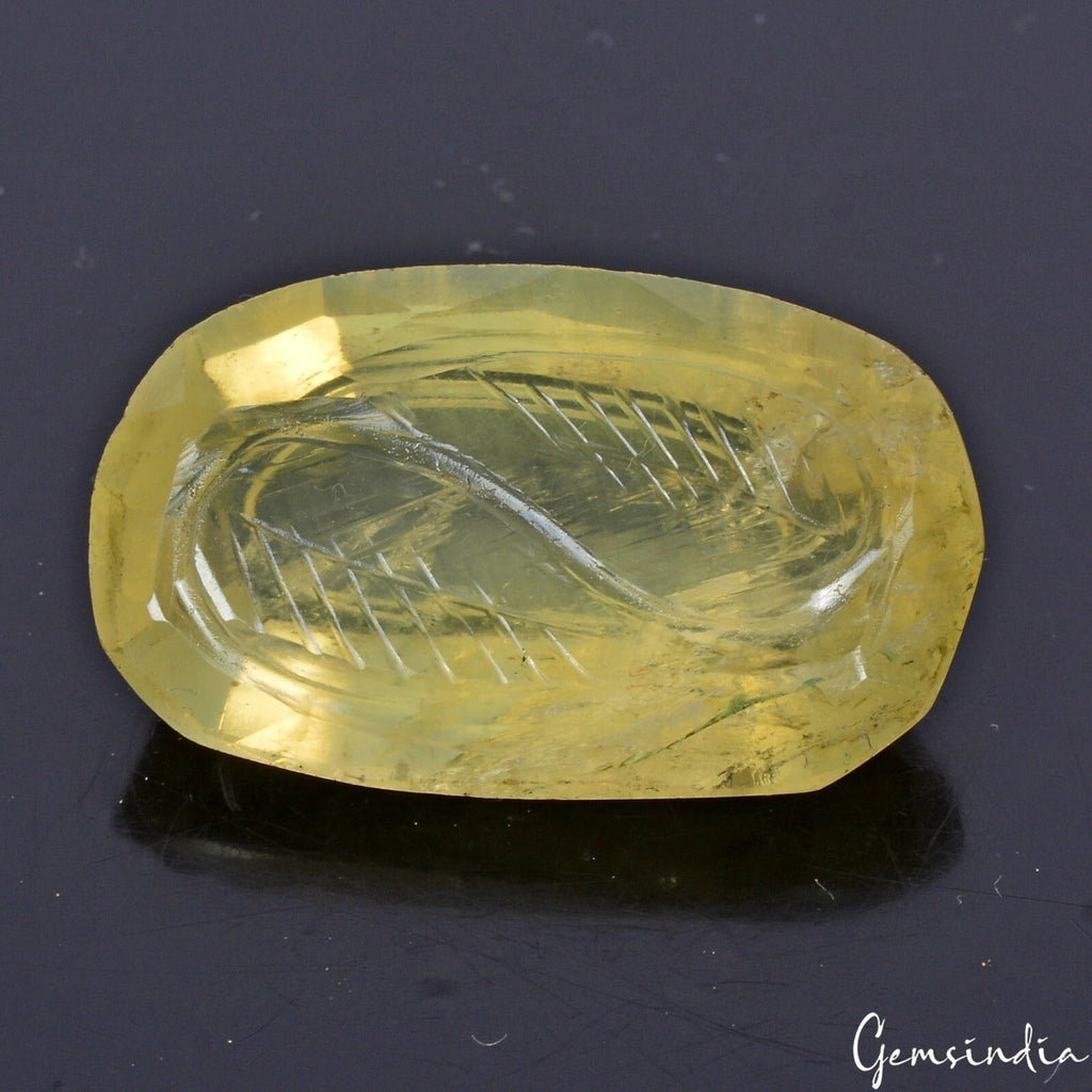 Natural 62 Ct Brazilian Lemon Quartz Citrine Oval Loose Gemstone Curving Cut