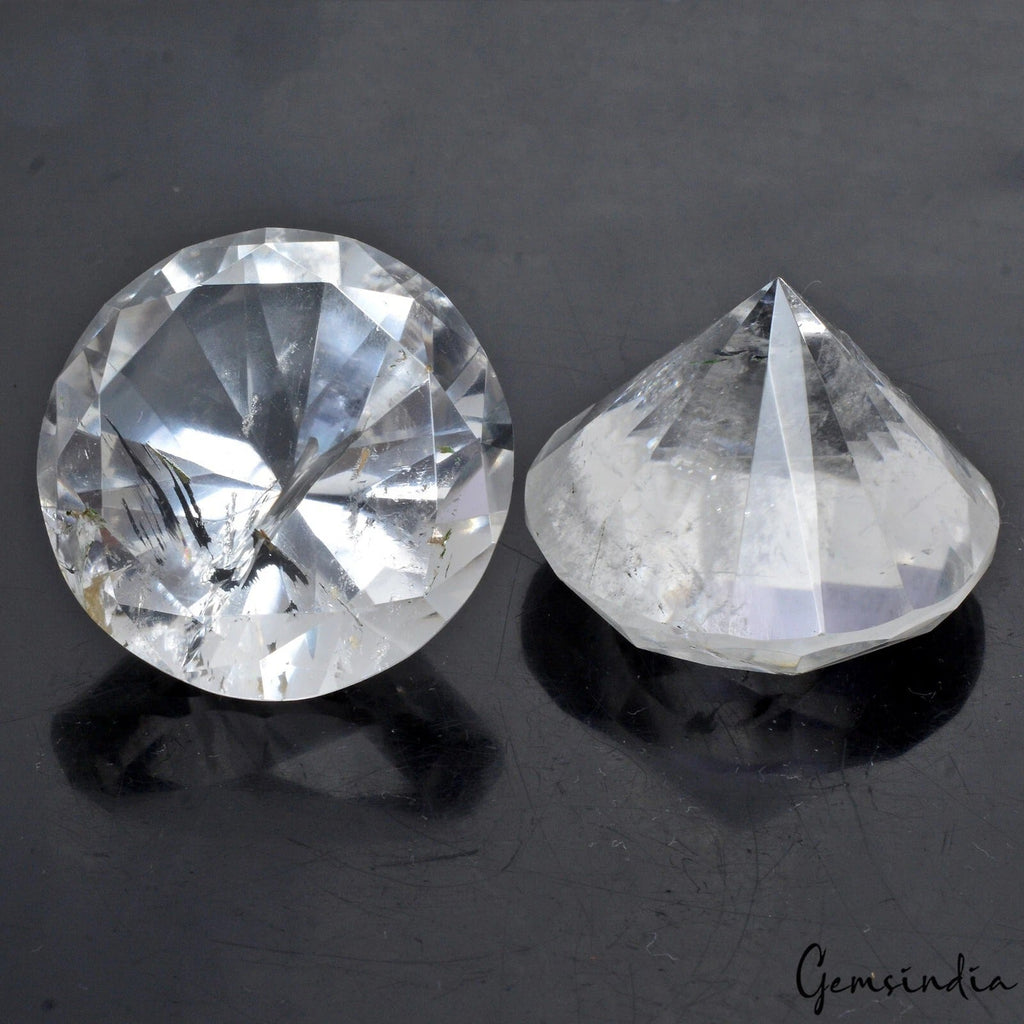 208.70 Ct Natural Crystal White Quartz Round Diamond Cut Loose Brazil Gemstone
