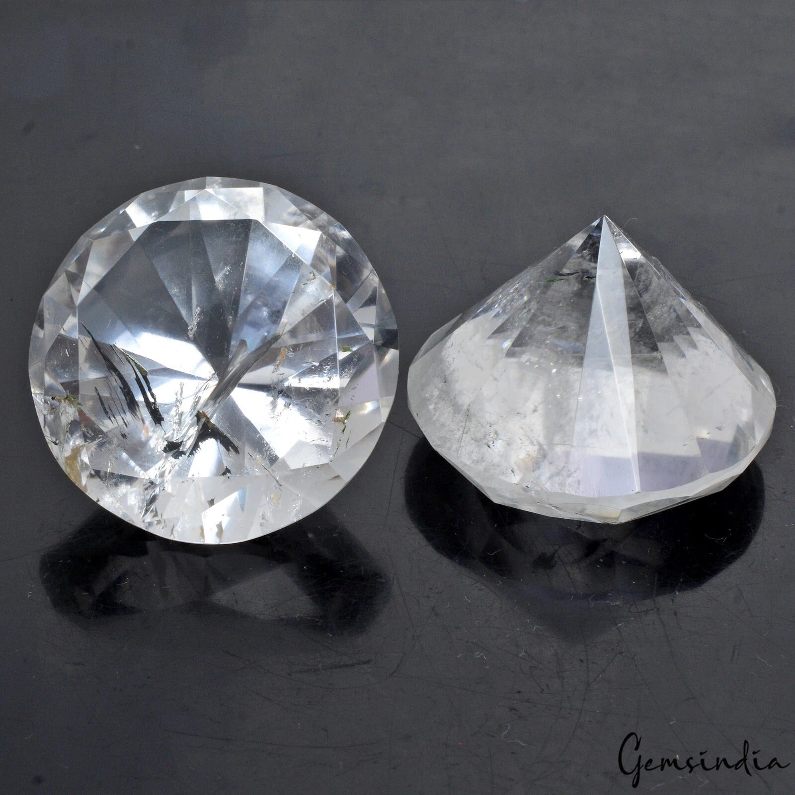 208.70 Ct Natural Crystal White Quartz Round Diamond Cut Loose Brazil Gemstone