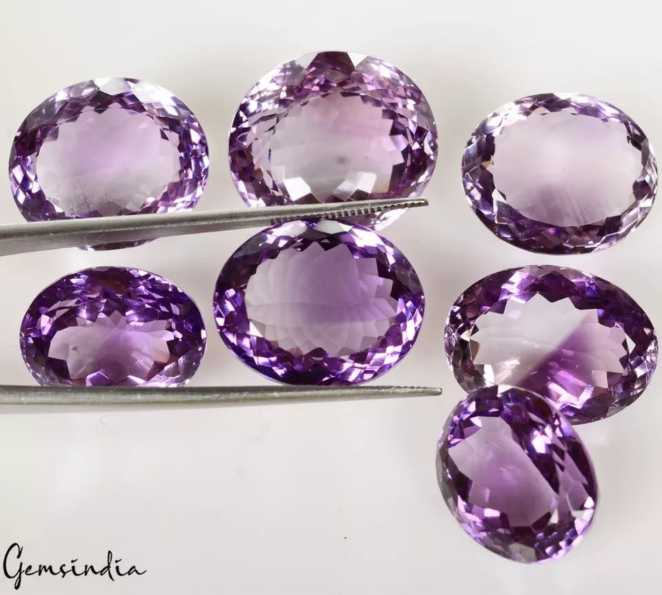 143.70 Ct/7Pcs Natural Untreated Purple Amethyst Oval Cut Loose Gems For Jewelry