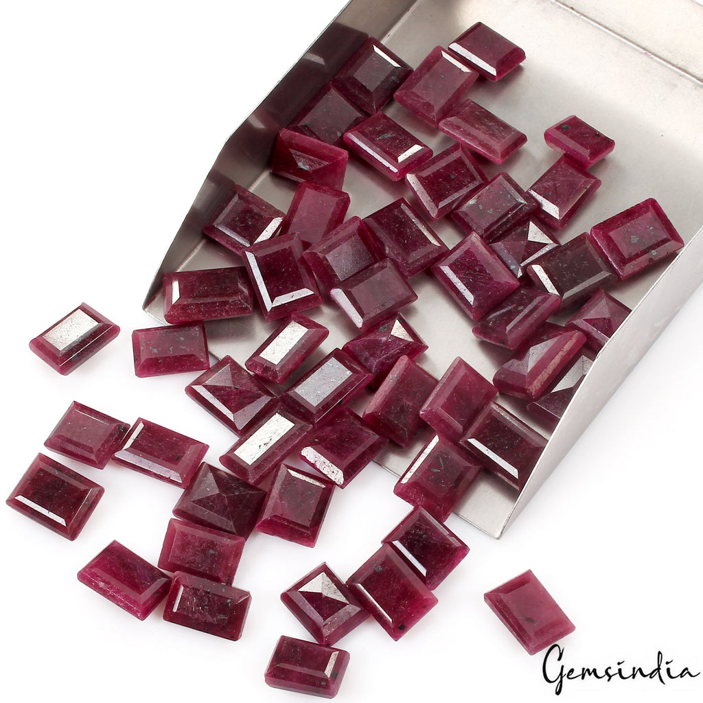 760 Ct/52 Pcs Natural Red Ruby Baguette Cut Loose Ring Size Certified Gemstones
