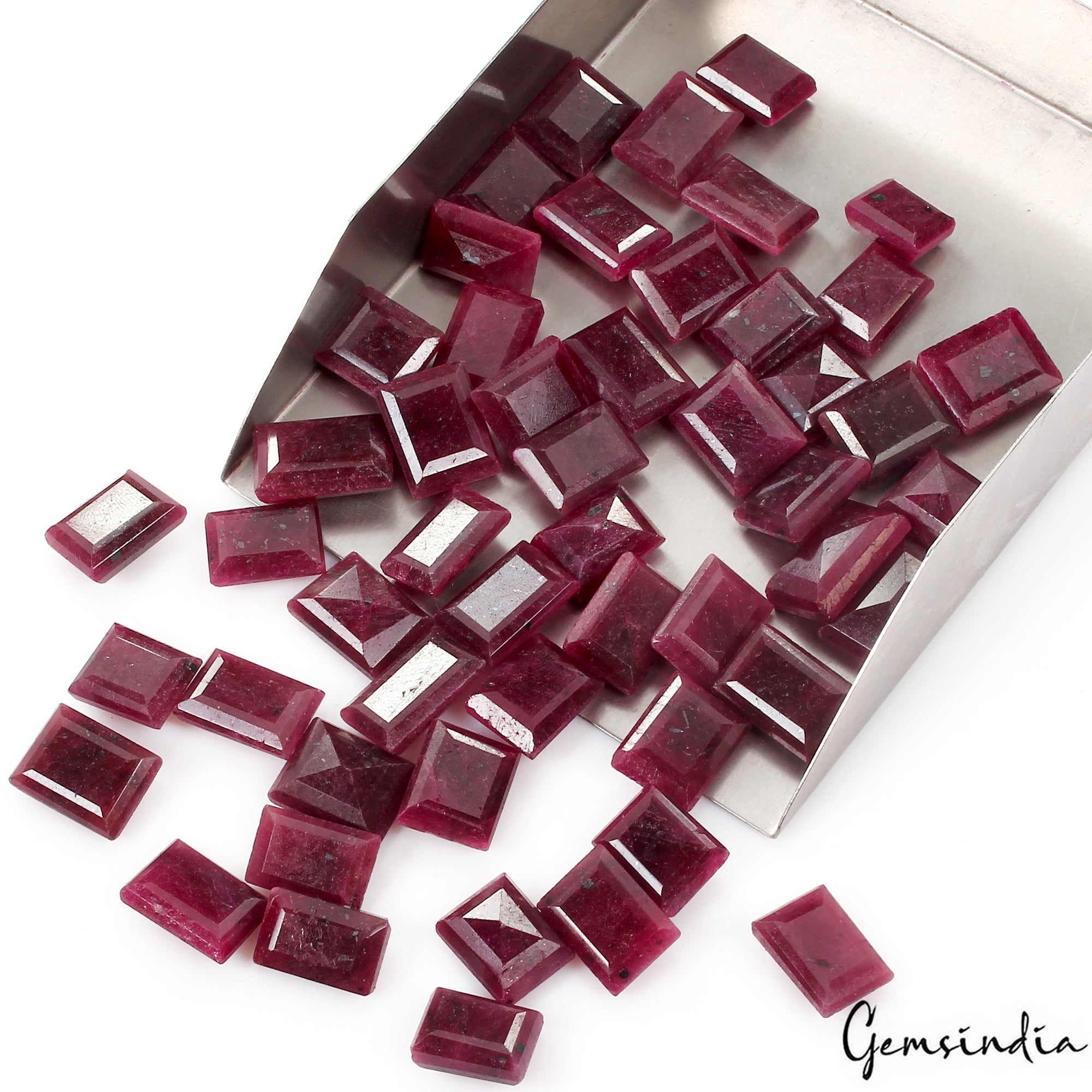 760 Ct/52 Pcs Natural Red Ruby Baguette Cut Loose Ring Size Certified Gemstones
