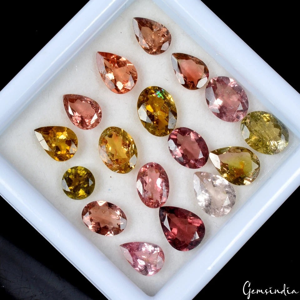 17 Pc Natural Multi Tourmaline 5-7mm Mix Cut Untreated Sparkling Loose Gemstones