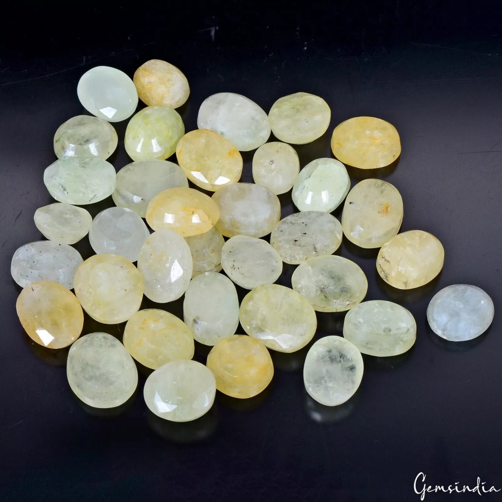Green Beryl Lot, Loose Gemstone, Untreated, Yellow — 35 Pieces, 13mm to 18mm, 420 Ct, Brazil