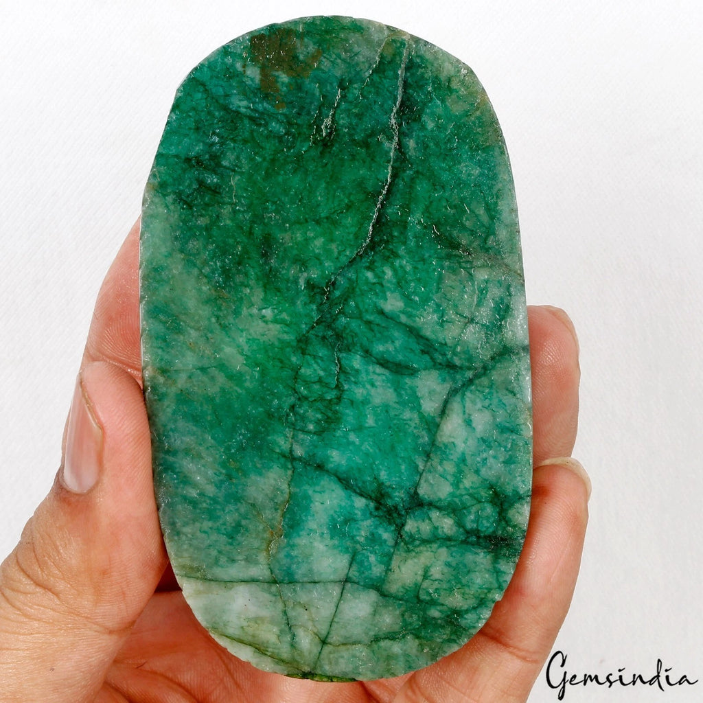 Brazilian Emerald Loose Gemstone, Oval Carved, Green — 91 x 54 x 23mm, 1060 Ct, Brazil