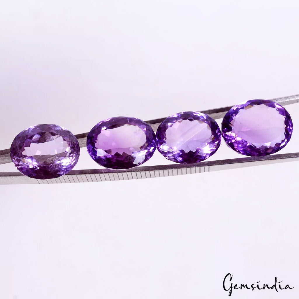 50.35 Ct Natural Untreated Purple Amethyst Oval Cut Gemstone Lot 4Pc for Jewelry
