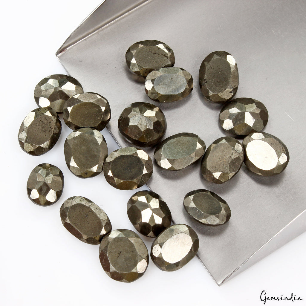 260Ct Natural Gold Pyrite Untreated Oval Cut Loose Ring Size Gemstones Lot~19 Pc