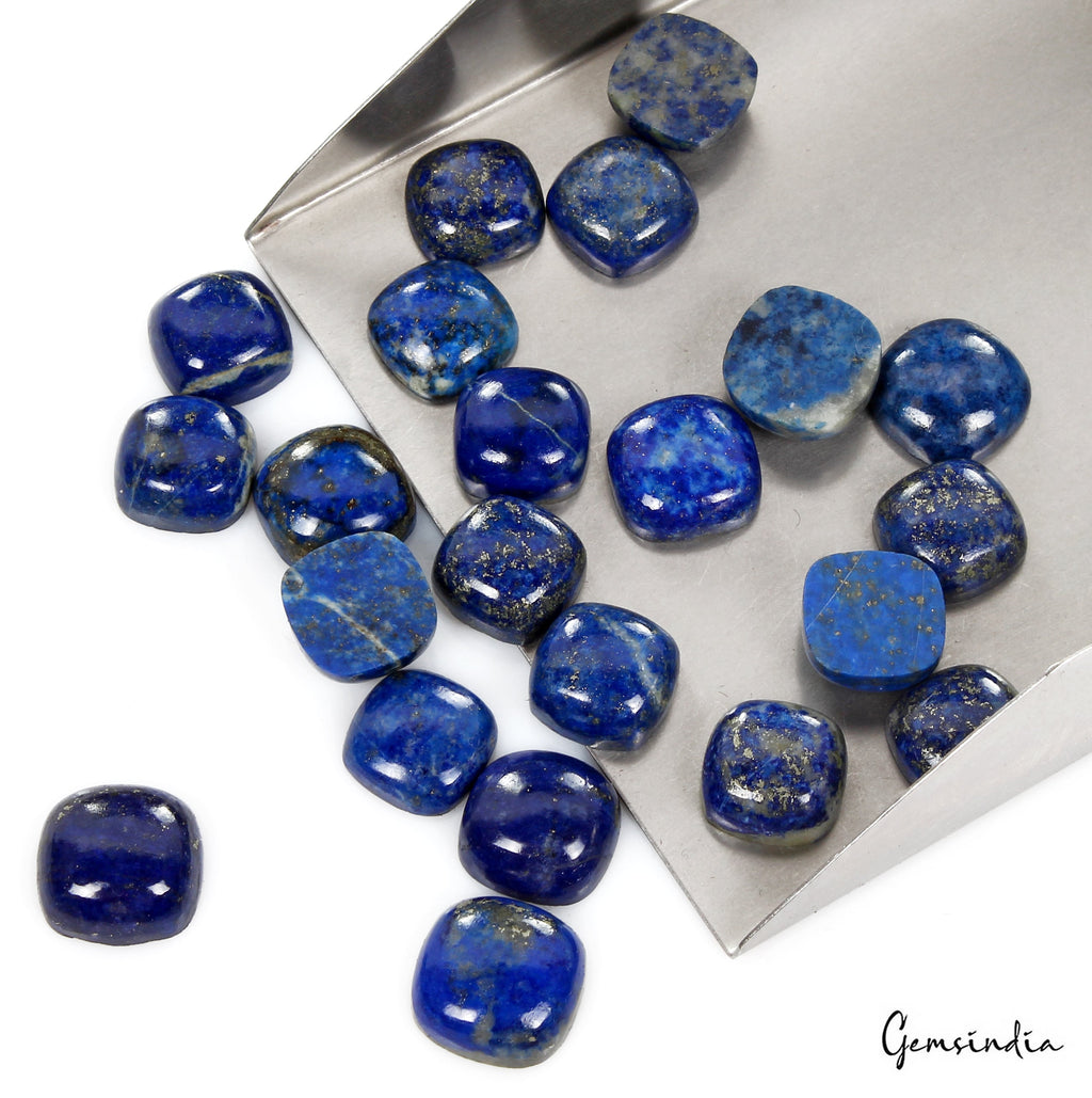 22 Pcs Natural Blue Lapis Lazuli 13mm-15mm Cushion Loose Cabochon Gemstones Lot