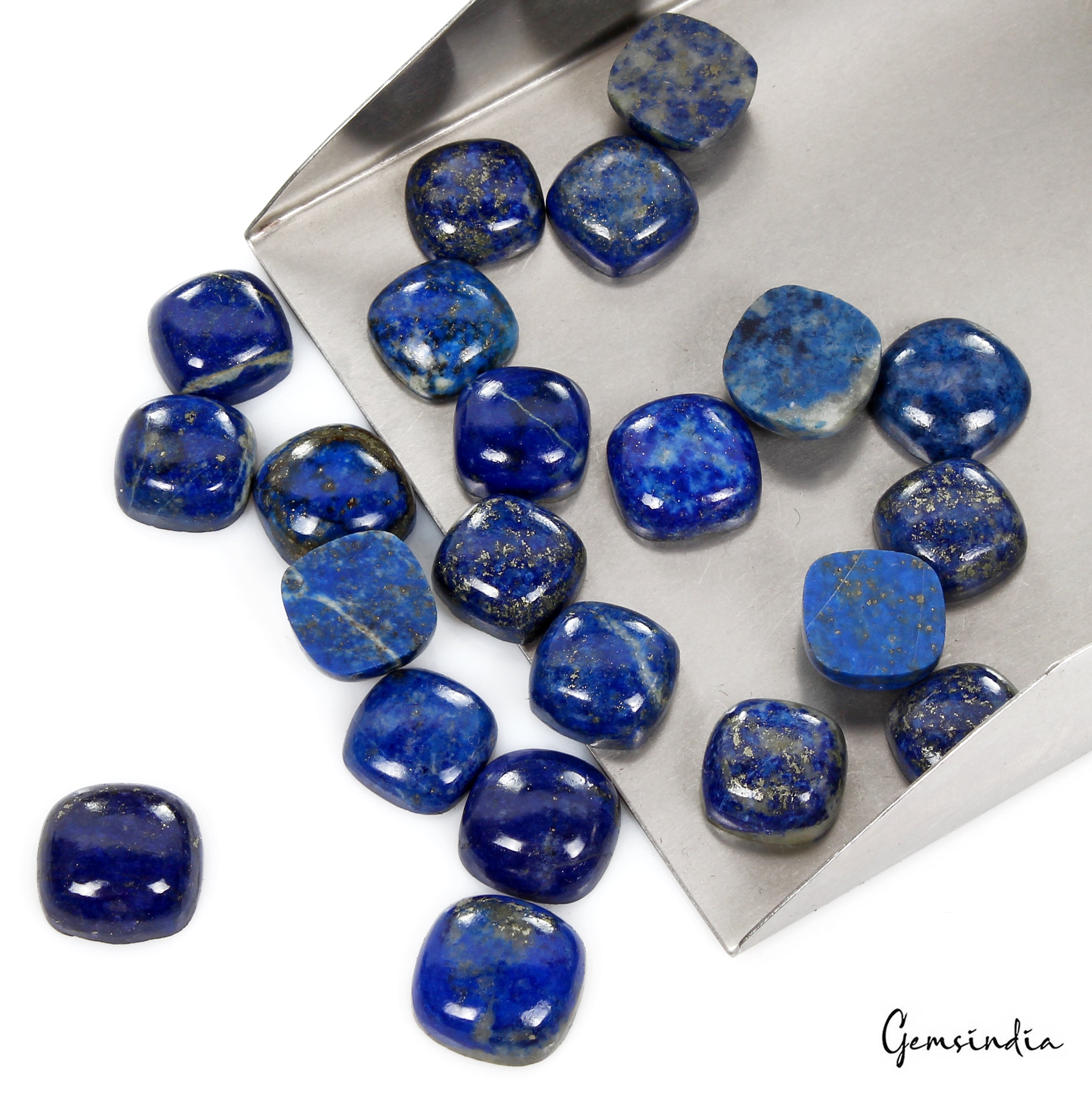 22 Pcs Natural Blue Lapis Lazuli 13mm-15mm Cushion Loose Cabochon Gemstones Lot