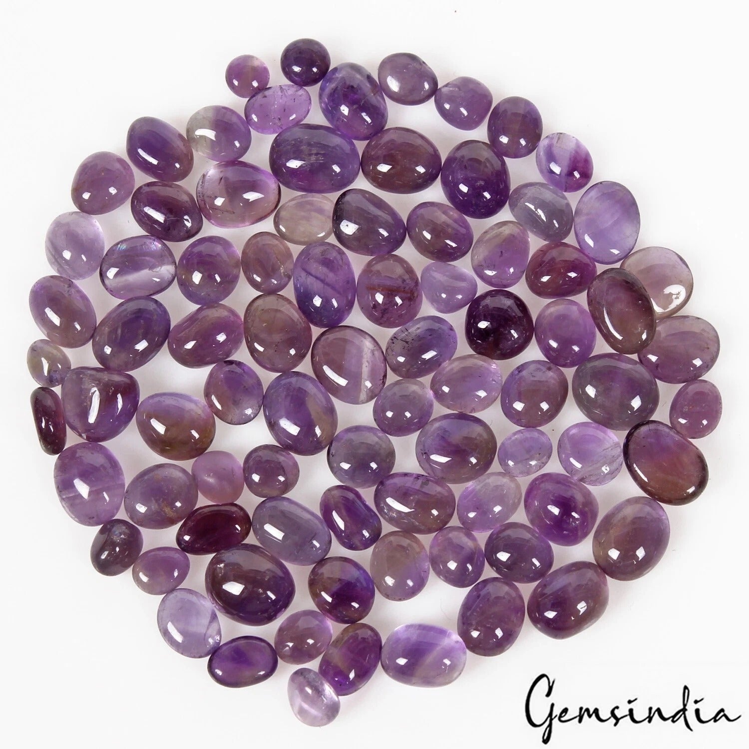 86 Cts/83 Pcs Natural Untreated Purple Amethyst Mixed Cab Loose Gems For Jewelry