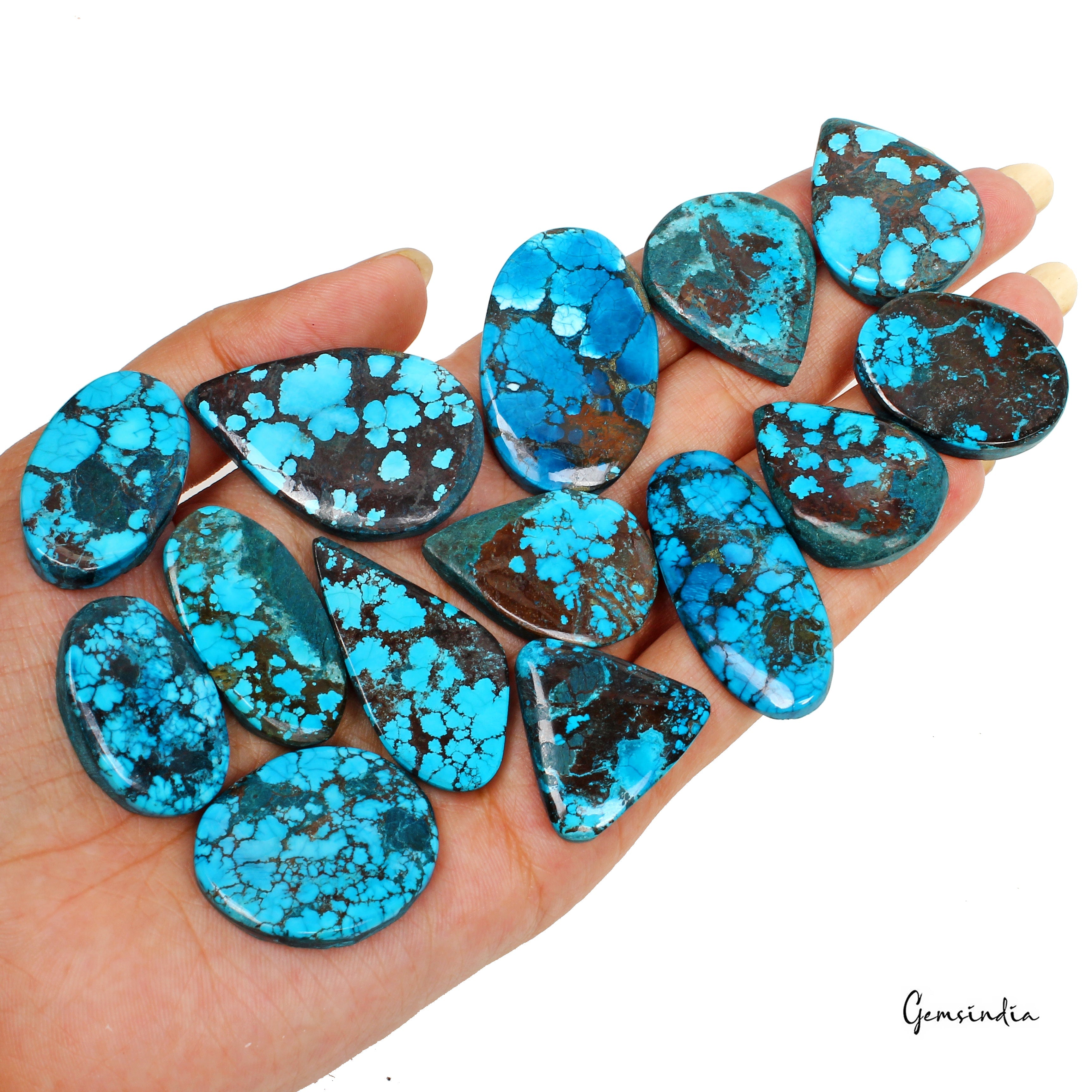 460 Ct Natural Blue Spiderweb Turquoise Mix Cut Loose Gemstone Arizona Lot 14 Pc