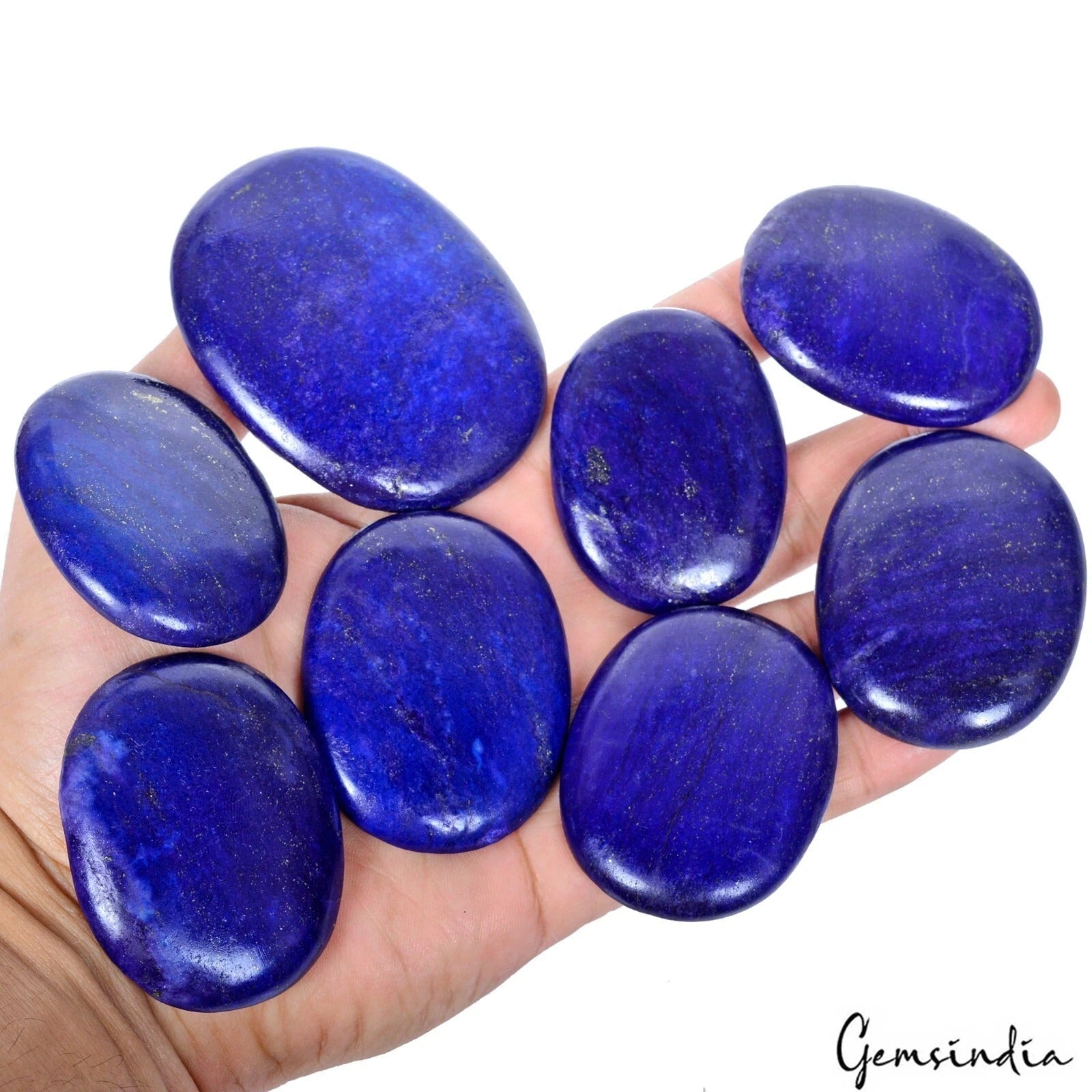 1550 Ct Natural Blue Lapis Lazuli Oval Cab Loose Gemstone Lot 8 Pcs For Jewelry