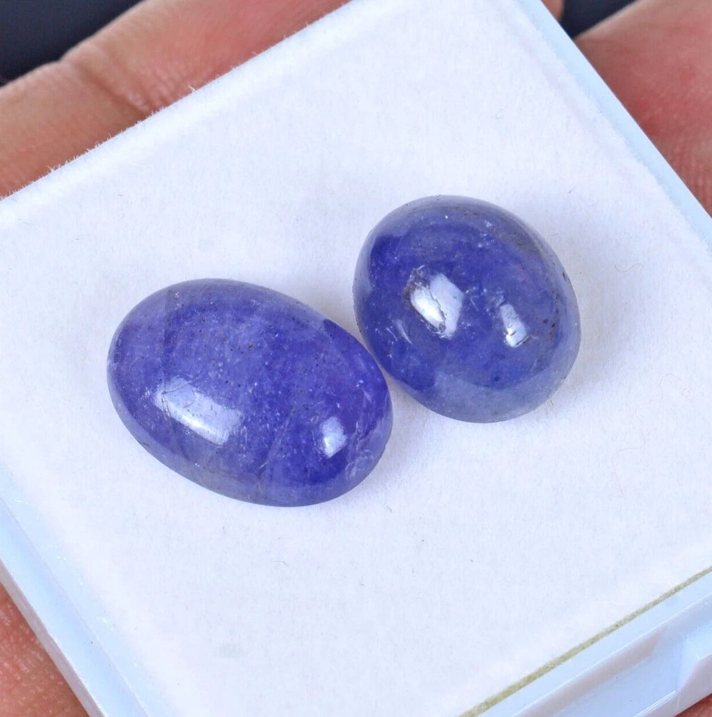 Certified 19.40 Cts Natural Violet Blue Tanzanite Oval Cabochon Loose Gemstones