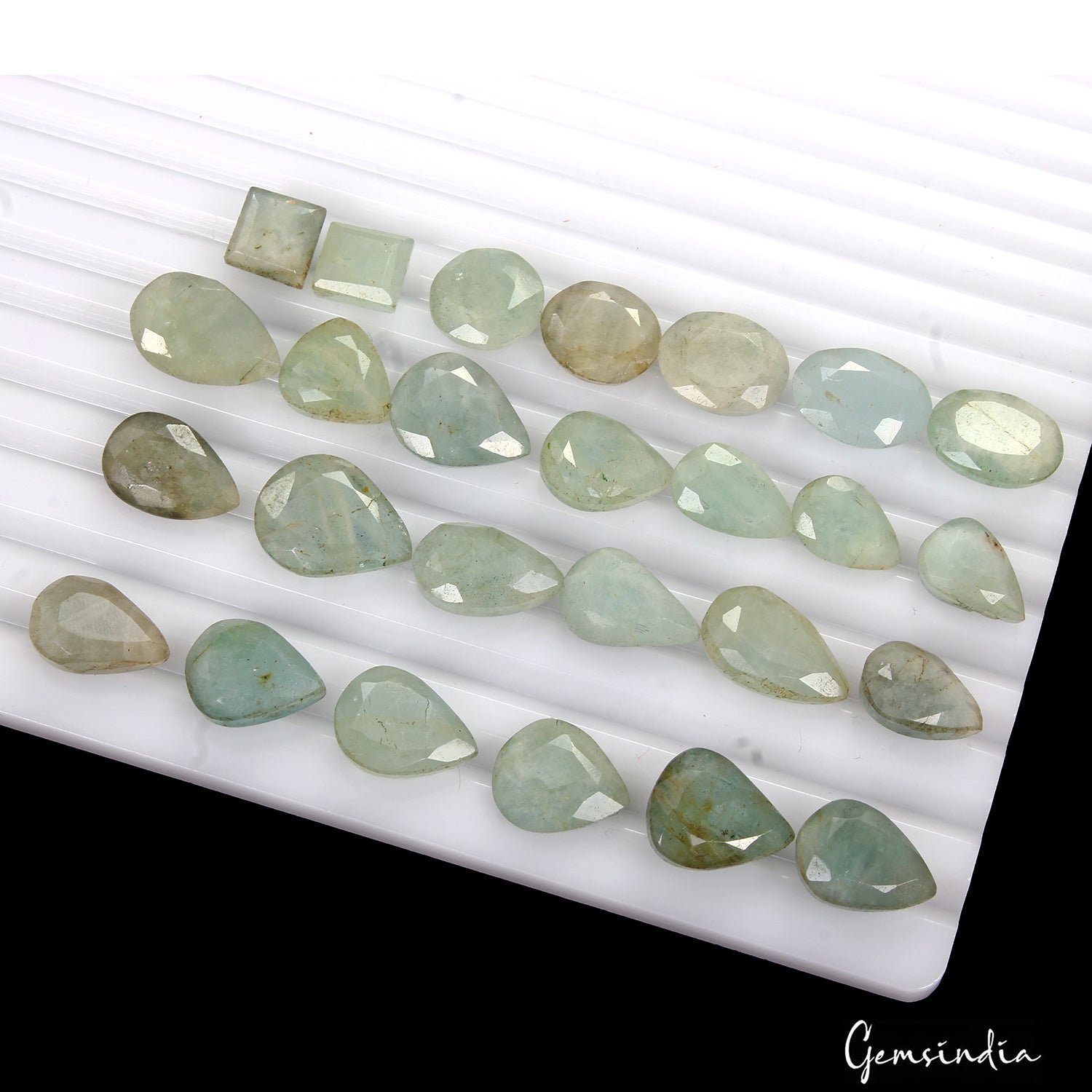 Blue Beryl Lot, Loose Gemstone, Untreated, Green — 26 Pieces, 10mm to 18mm, 200.00 Ct