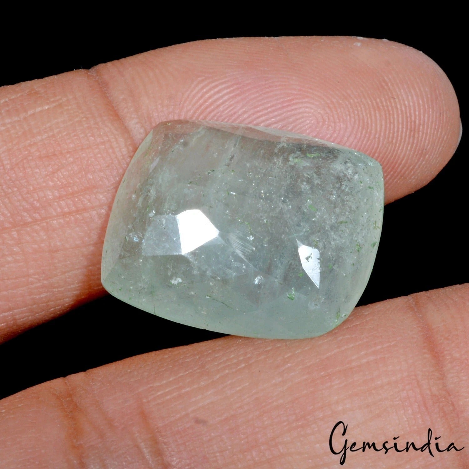 Certified 20.60Ct Natural Aqua Green Aquamarine Cushion Checker Cut Gem For Ring
