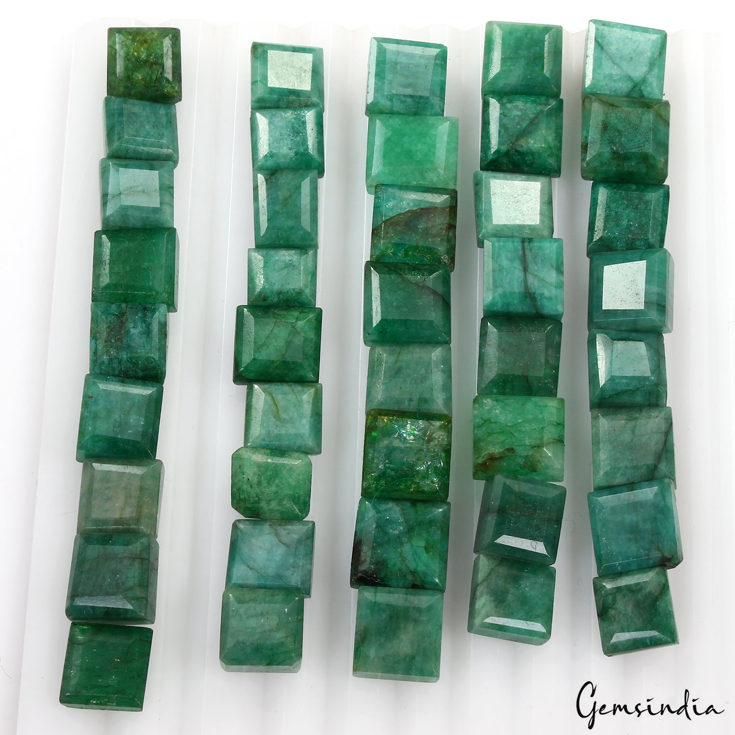 300 Ct Natural Green Emerald Square Cut Loose 17-22mm Gemstones Lot~42 Pcs