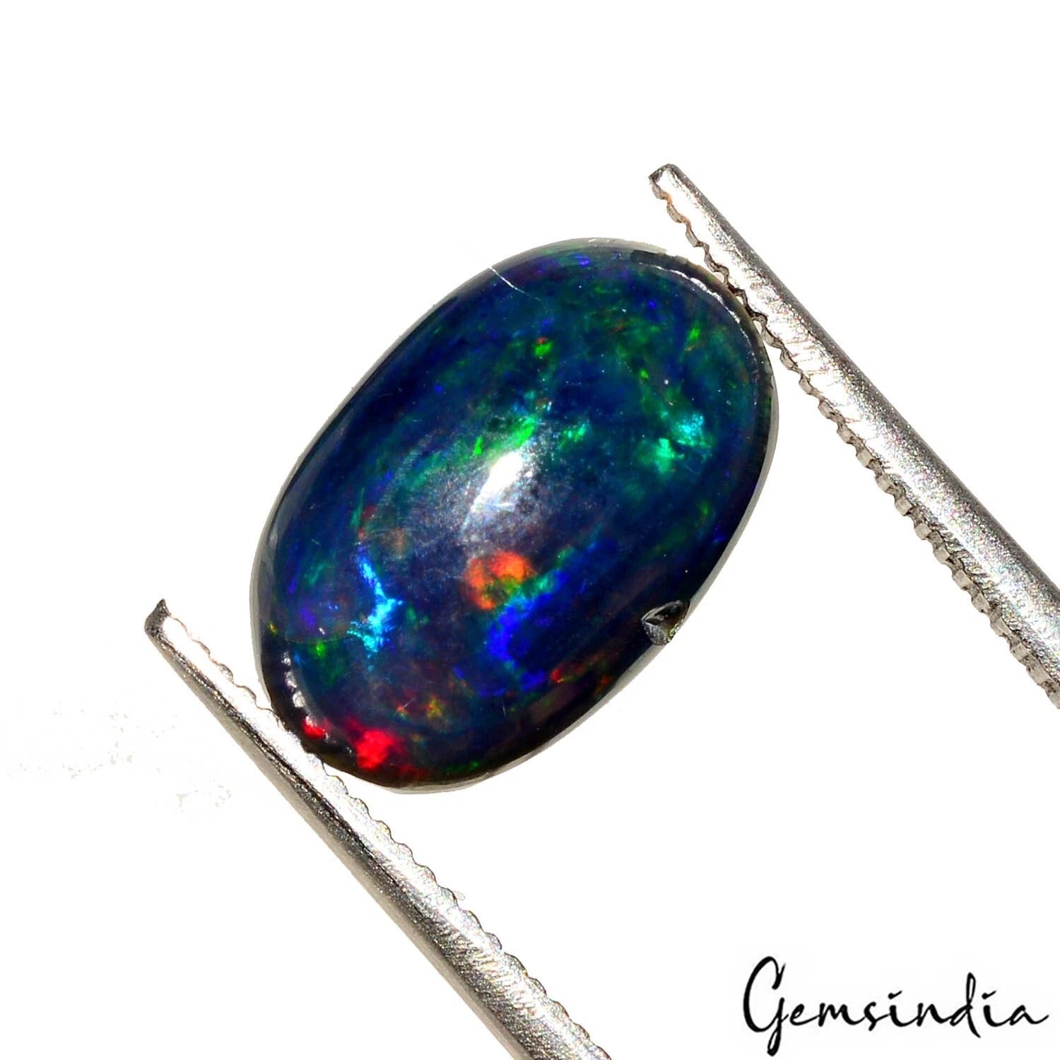 1.85 Cts Natural Ethiopian Color Play Black Opal Amazing Oval Cab Gem For Ring