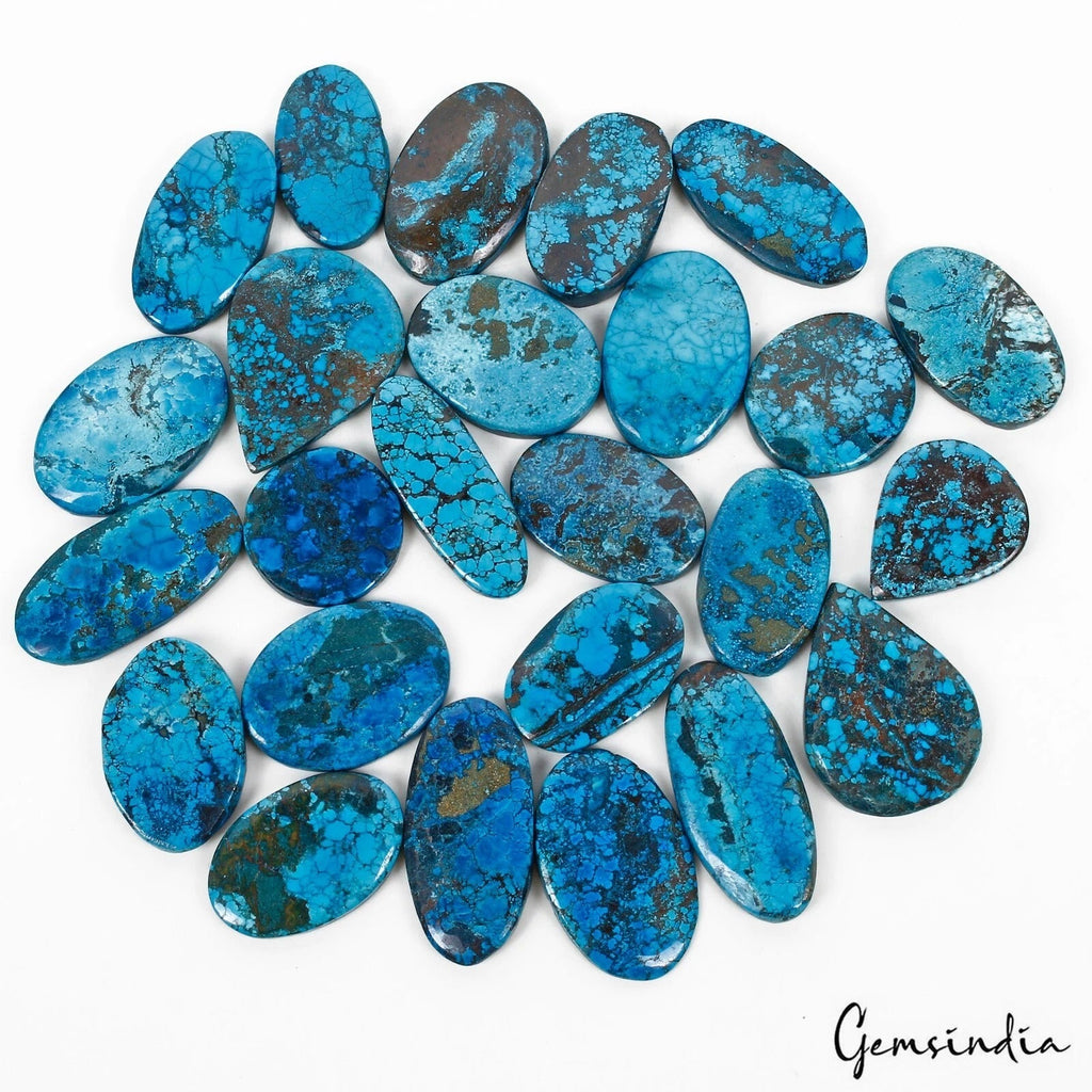 750 Cts/25 Pcs Natural Blue Arizona Spiderweb Turquoise Mixed Cab Loose Gems Lot