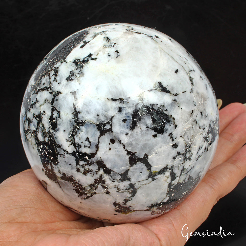 Moonstone Sphere, Black — 3.5 Inch in diameter, 1 Kg (5000 Ct)