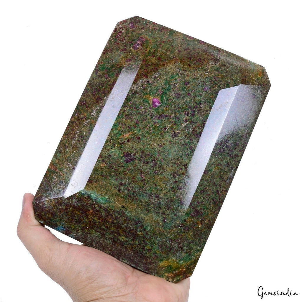 2.9Kilo~Rare Natural Ruby Fuchsite Earth Mined Octagon Cut Museum Grade Gemstone