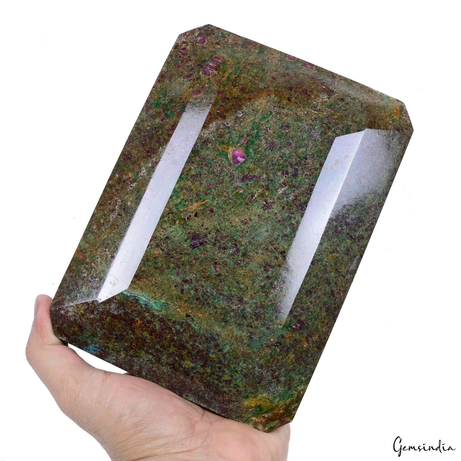 2.9Kilo~Rare Natural Ruby Fuchsite Earth Mined Octagon Cut Museum Grade Gemstone