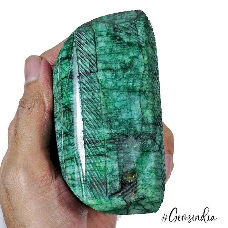 3450 Ct Natural Huge Green Brazilian Floral Carving Emerald Certified Gemstone
