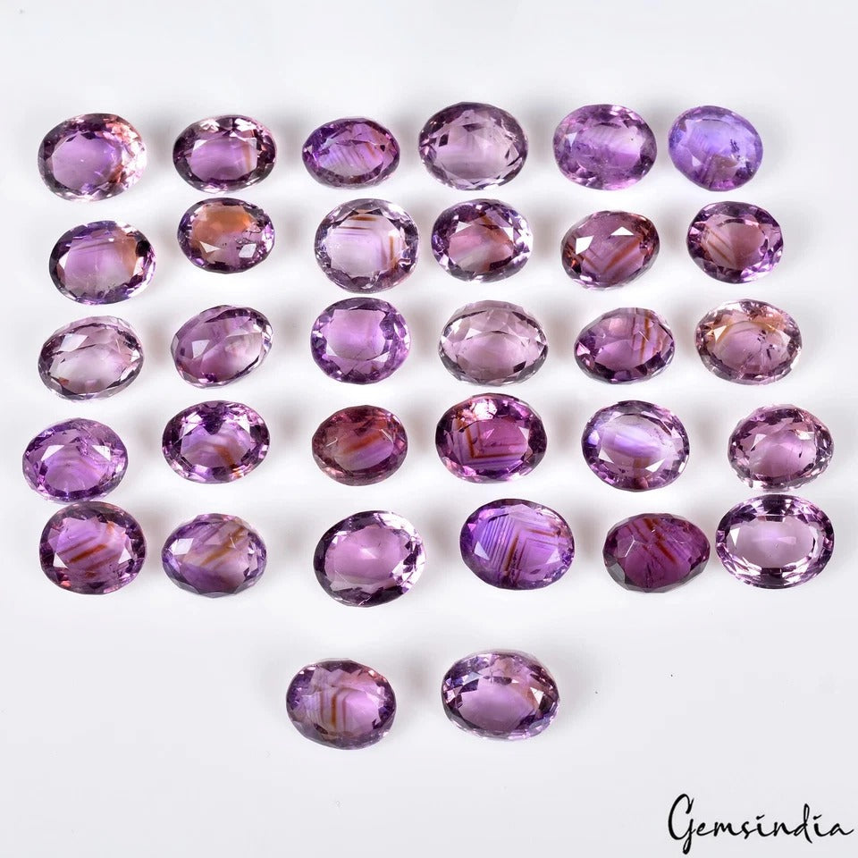262.60 Ct Natural AAA Amethyst/Ametrine Oval Cut Loose Gemstones 12-14MM 32 Pcs