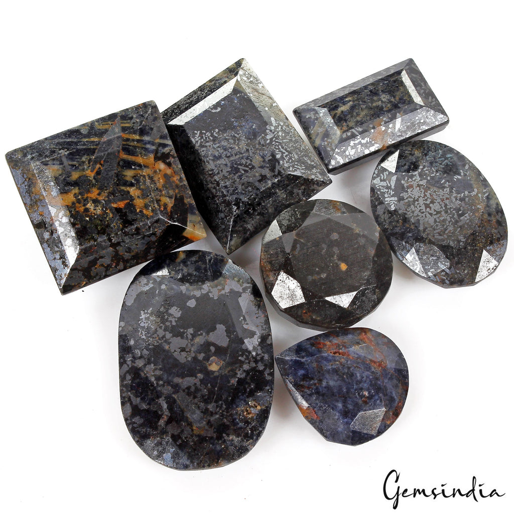 1320 Cts/7 Pcs Natural Untreated Black Sapphire Mix Faceted Loose Wholesale Gems