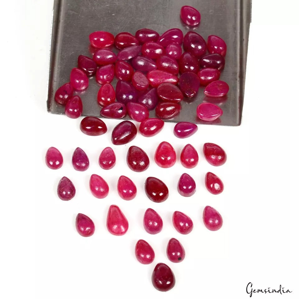 50 Cts/59 Pcs Natural Eye Catching Red Ruby Cab Loose Precious Gems For Jewelry