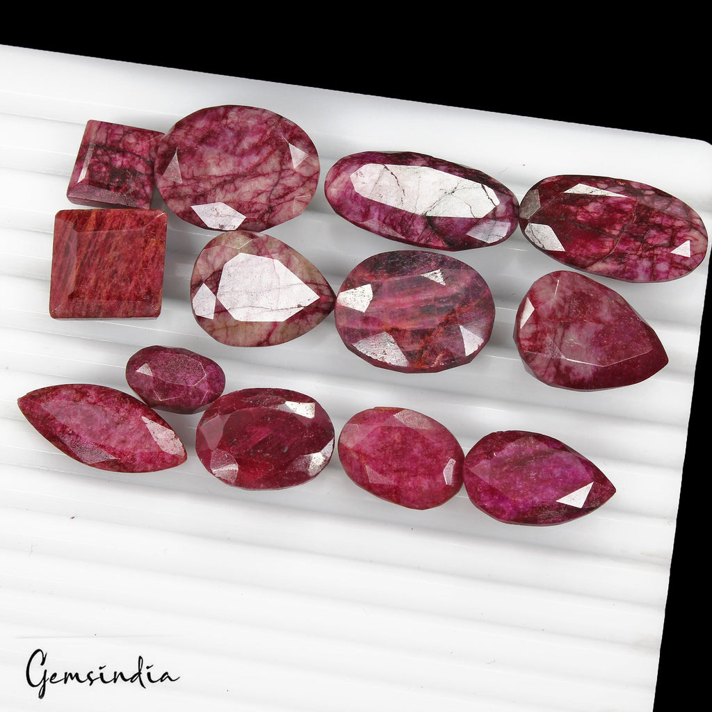 340 Ct/13 Pcs Natural USA Red Beryl Bixbite Mix Faceted Loose Gems Wholesale Lot