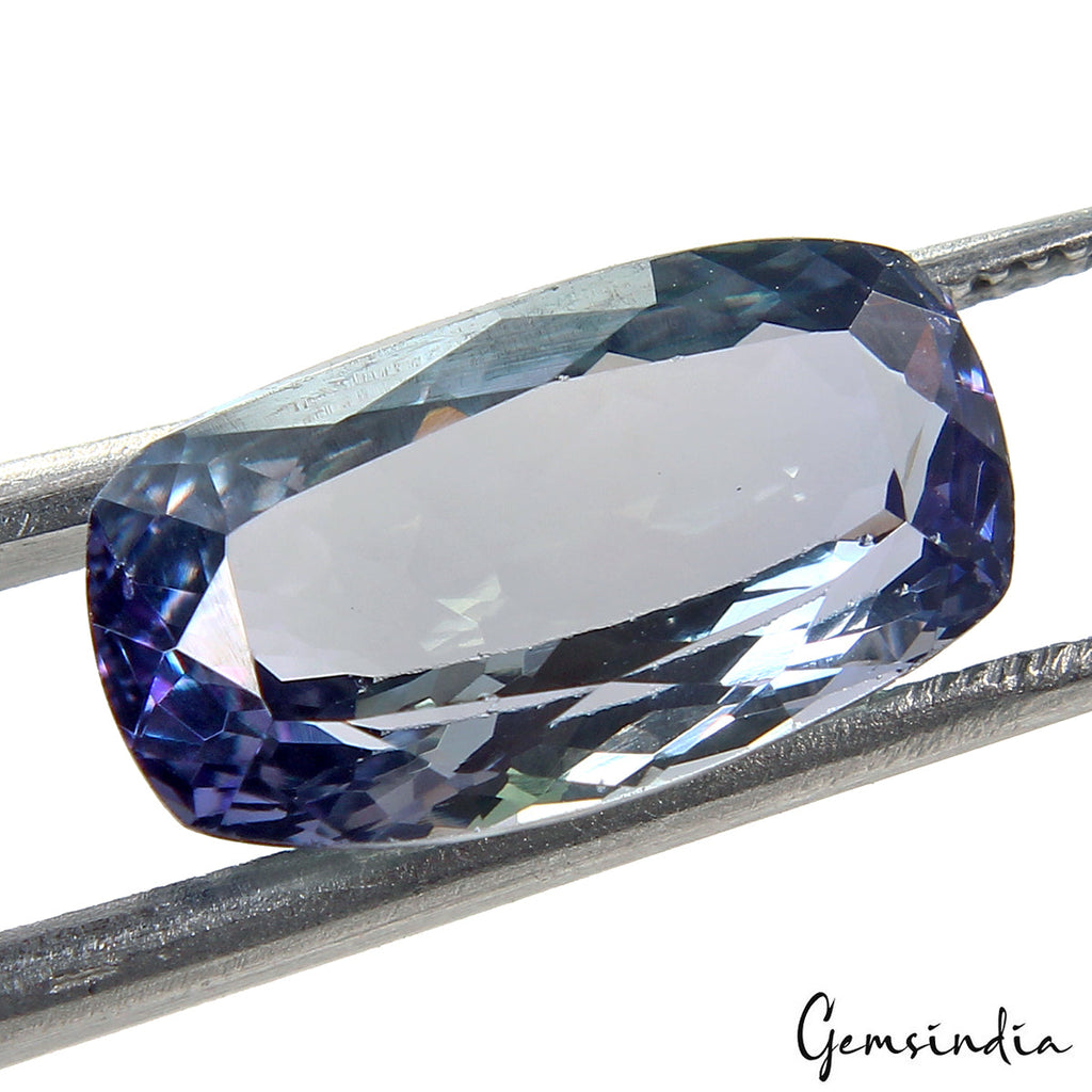 Certified 4.75 Cts Natural Tanzanite Loose Gem Cushion Cut AAA+ Blue Purple VVS