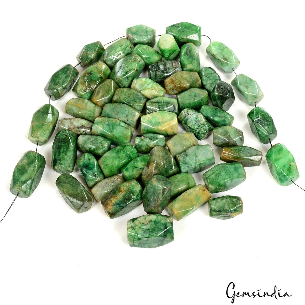 Emerald Beaded Strand, Color Enhanced, Green — 19mm to 25mm, 1280 Ct, Brazil