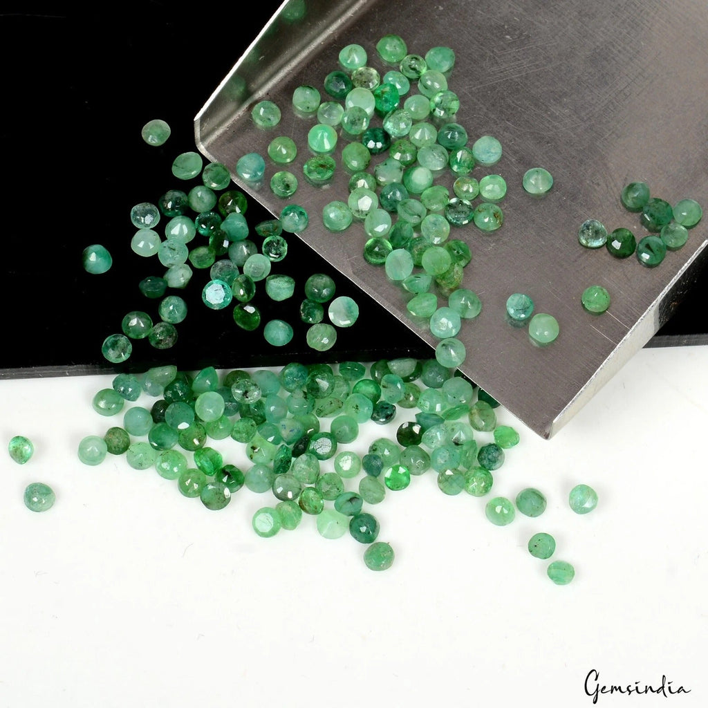 17.30 Cts/202 Pcs Natural Untreated Colombian Green Emerald Round Cut Gems Lot