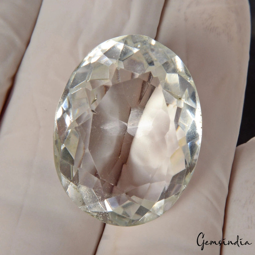 42.00 Ct Natural Untreated White Crystal Quartz Oval Cut Gems For Making Jewelry