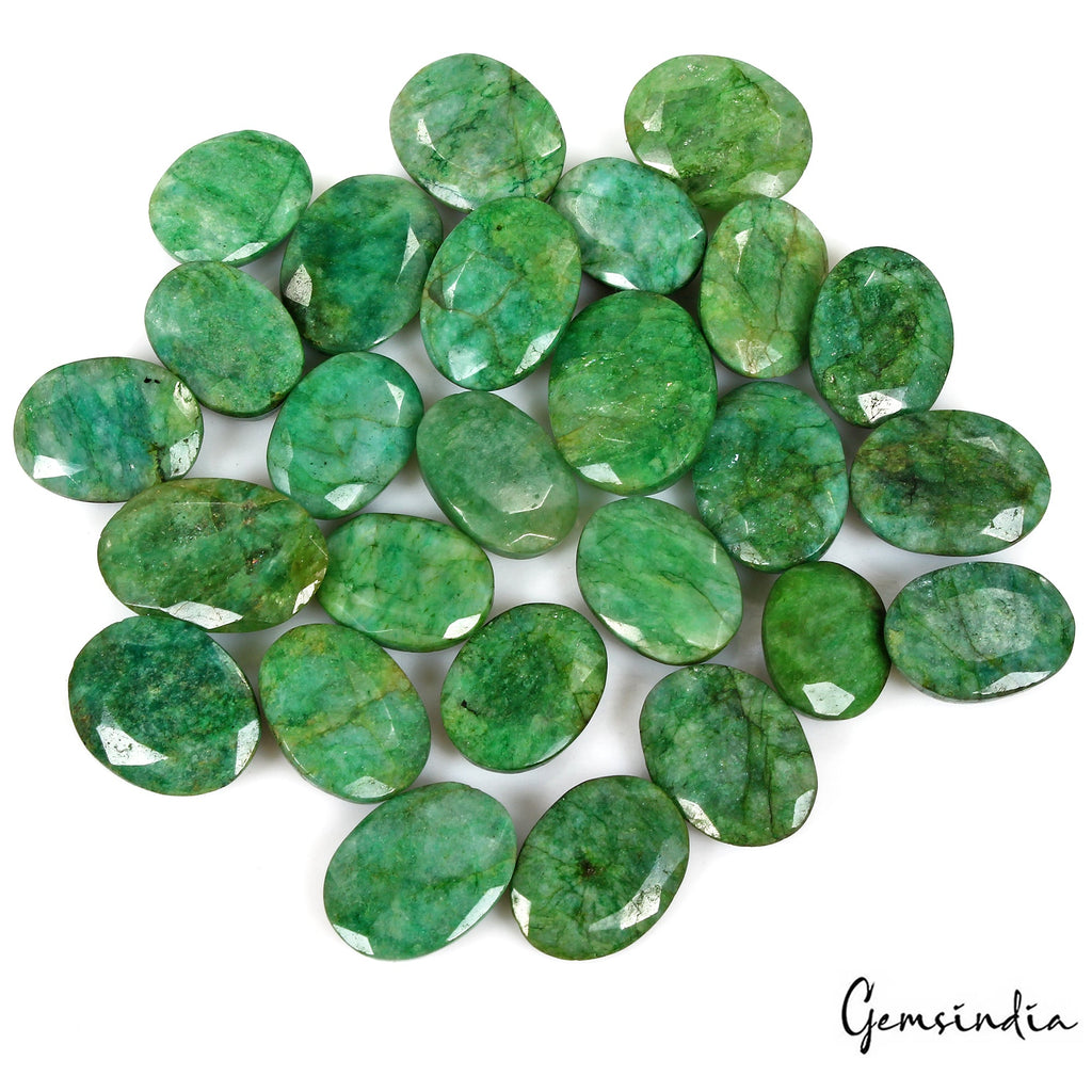 660 Cts/26 Pcs Natural Brazilian Green Emerald Oval Cut Loose Gems For Jewelry