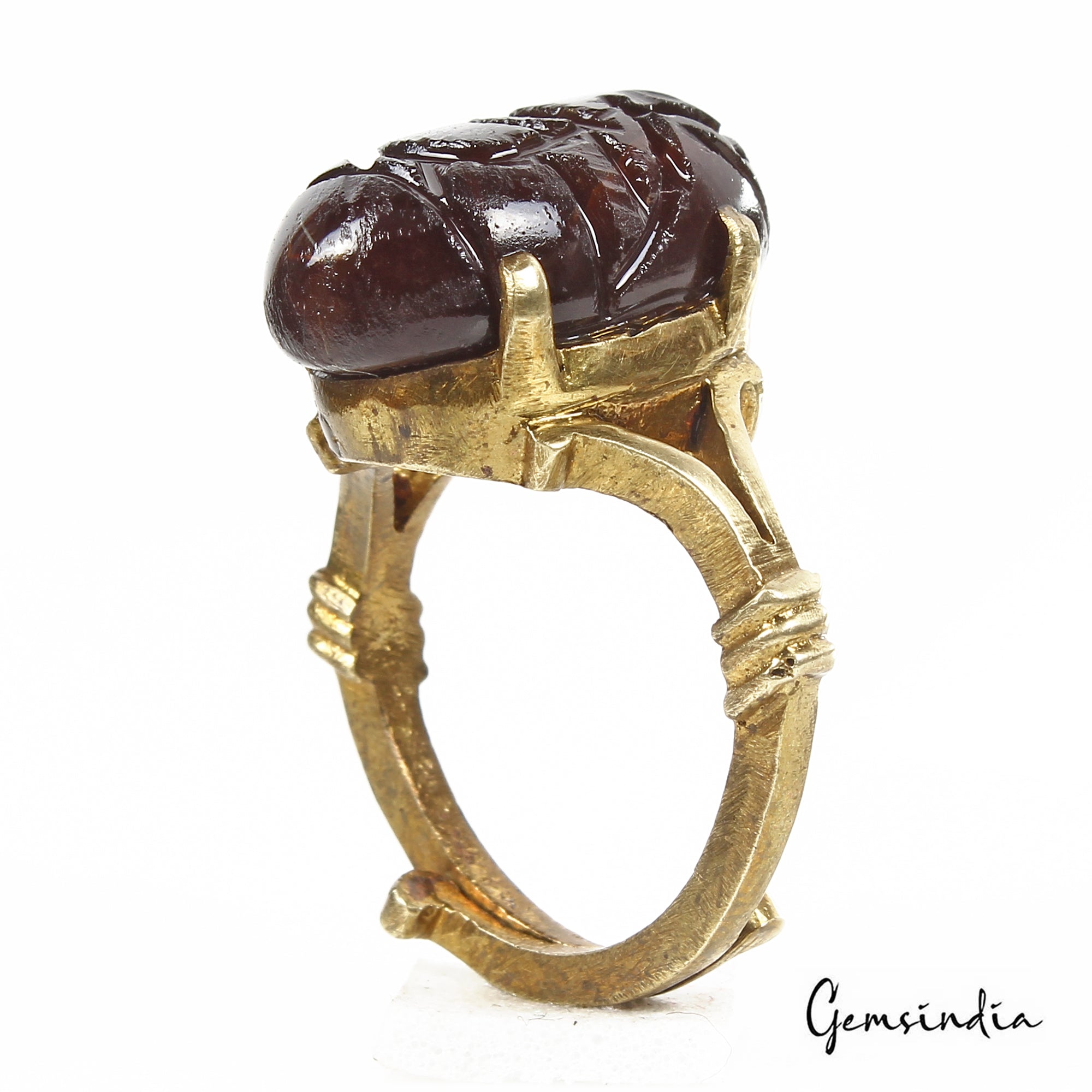 8Mix Metal Adjustable Ashtadhatu Carved Ganesha Onyx Gem Astrological Ring~6.3gm