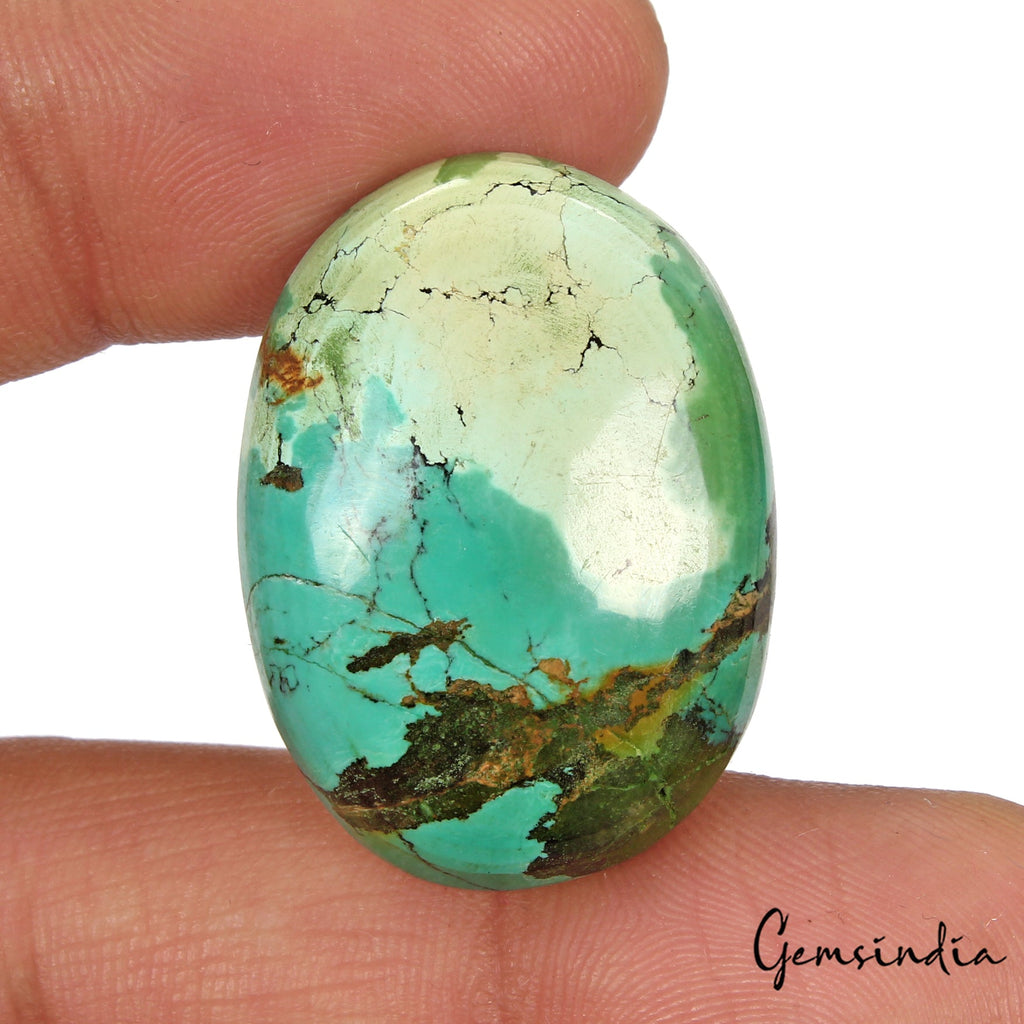 35.80 Cts Natural Bi-color Turquoise Oval Cabochon Loose Gemstone For Pendant