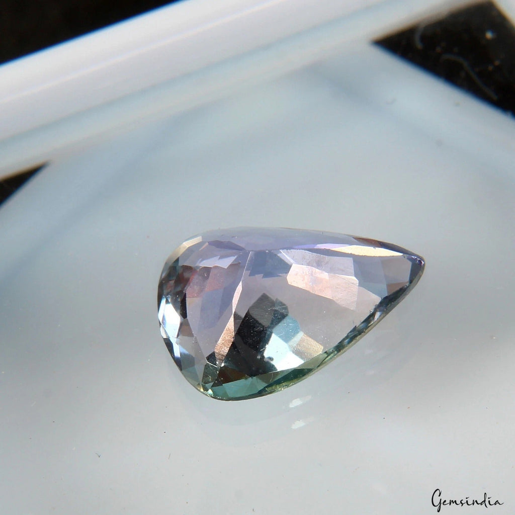 Blue Tanzanite Pear Certified 3.90 Ct Rare, D Block AAA Unheated Flawless Gem