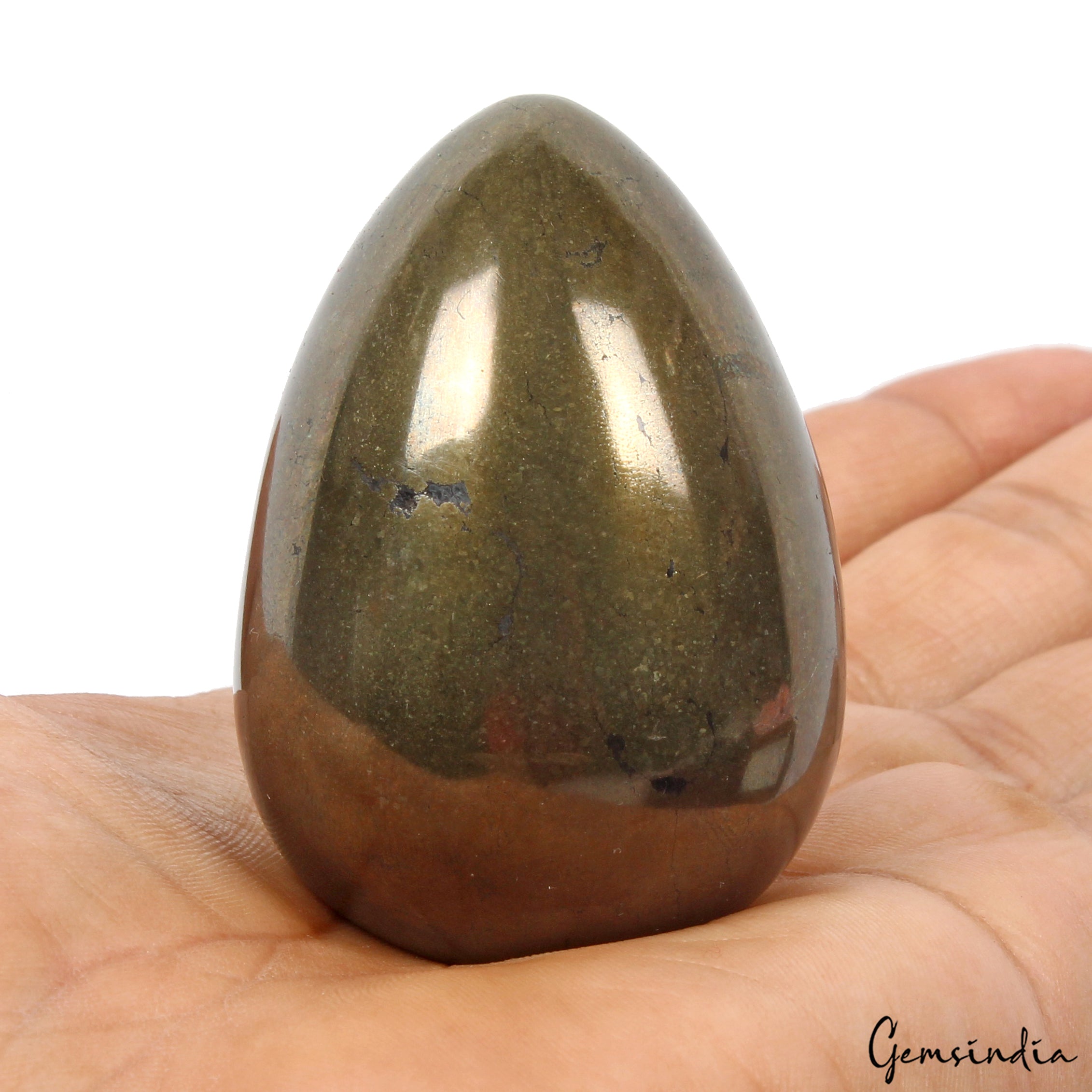 1150 Ct Natural Gold Pyrite Egg Shape Healing Crystal Mineral Gem For Meditation