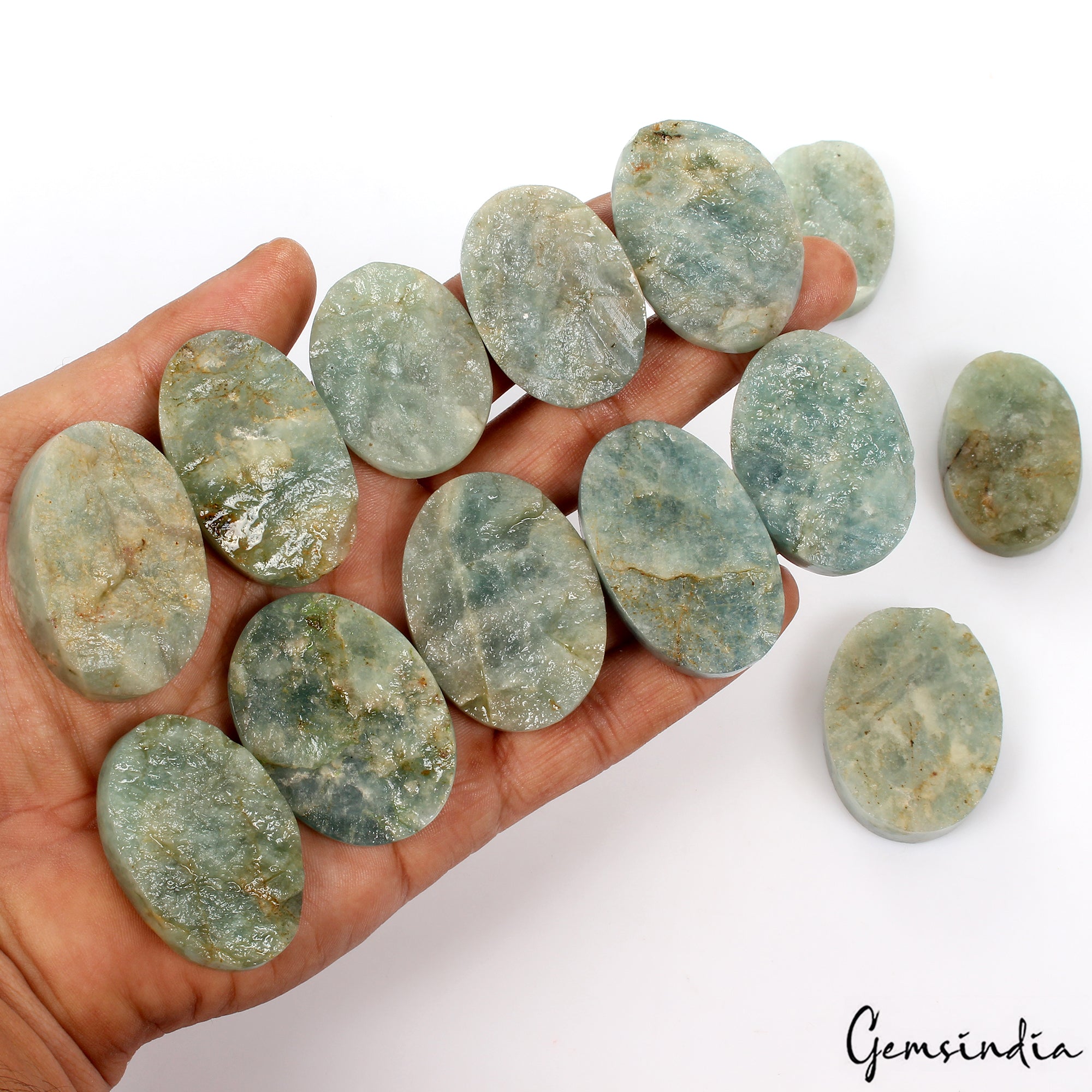 1440 Ct/13 Pcs Natural Aquamarine Druzy Mixed Cabochon Loose Untreated Gemstones