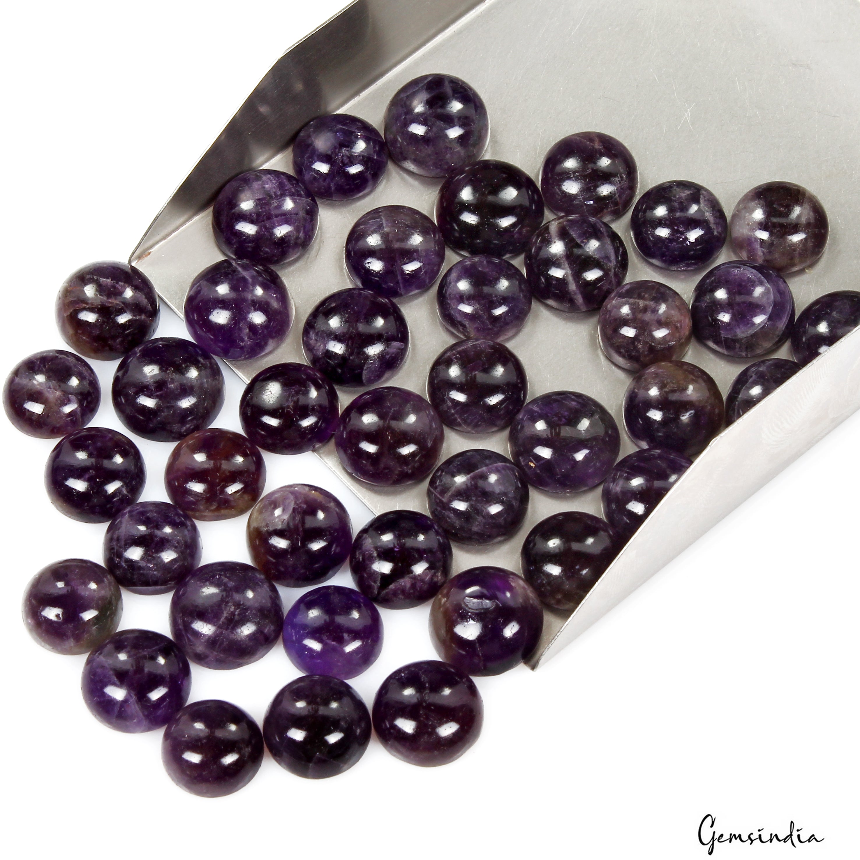 460 Ct Natural Dark Purple Amethyst Round Cab 13-16mm Loose Untreated Gems~40 Pc