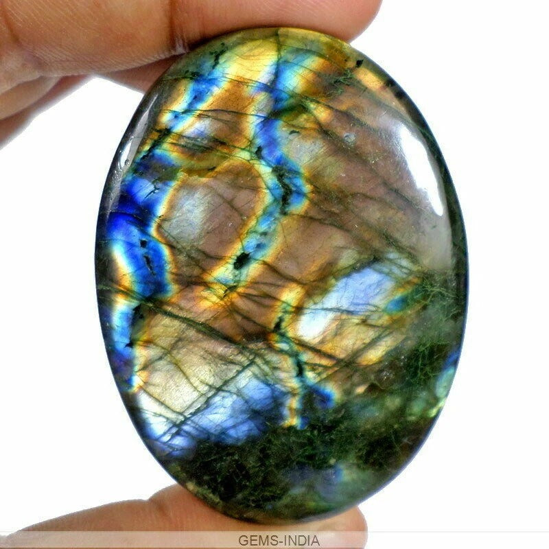 Certified 540 Cts Natural Untreated Golden Green Blue Shine Labradorite Oval Gem