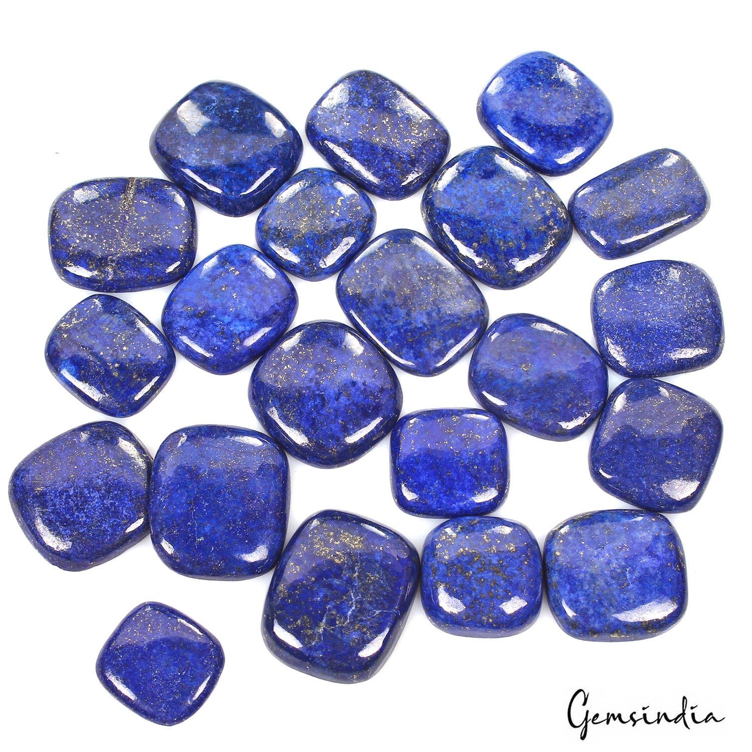 1000 Cts/21 Pcs Natural Blue Lapis Lazuli Gold Flecks Cushion Cab Wholesale Gems