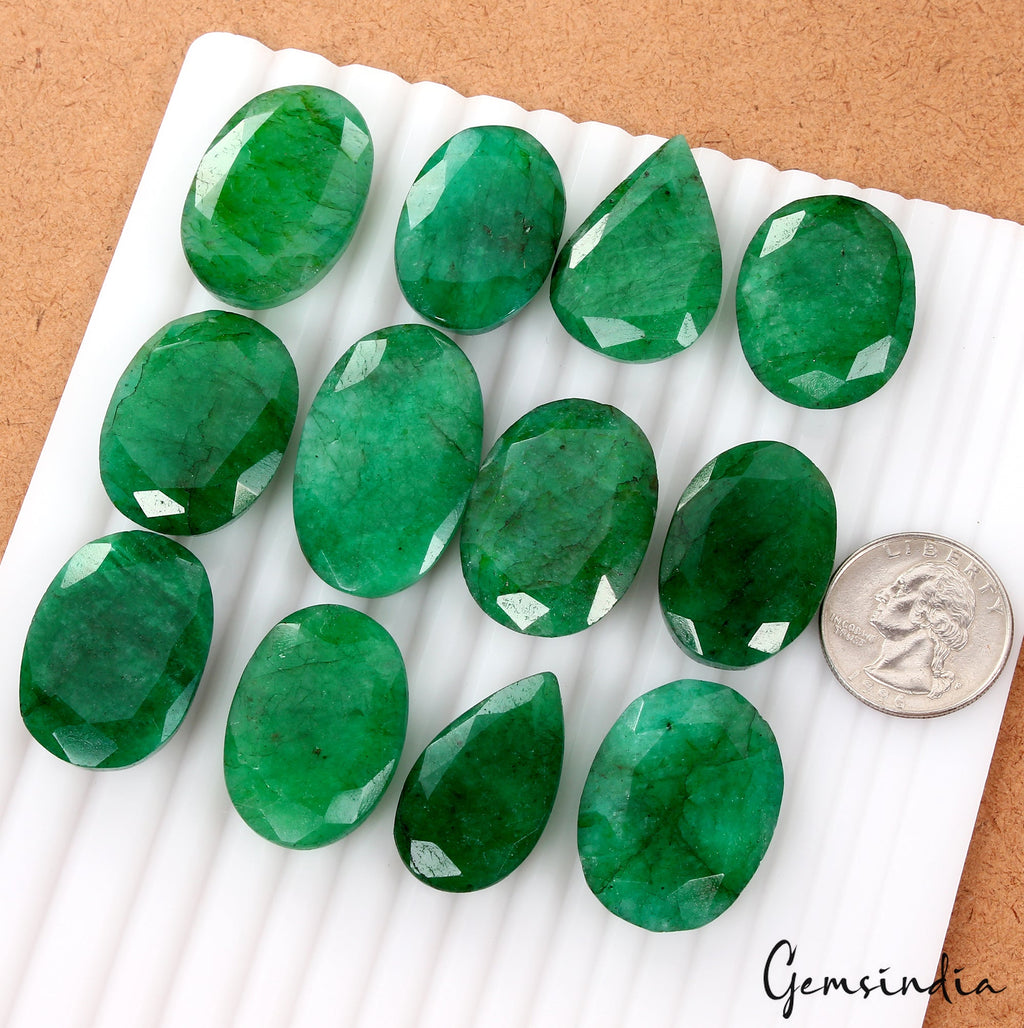 600 Ct Natural Finest Green Emerald Mix Cut Loose Pendant Size Gemstones ~12 Pcs