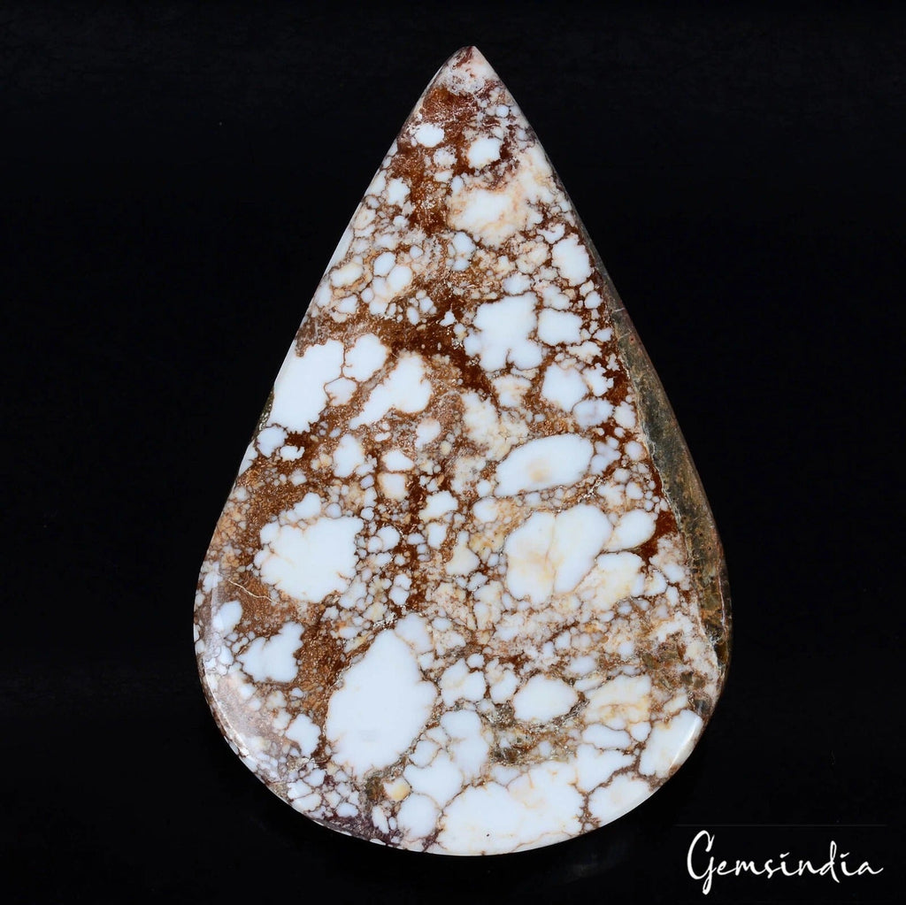 245.00 Ct Natural Untreated White Buffalo Turquoise Pear Cab Pendant Size Gems